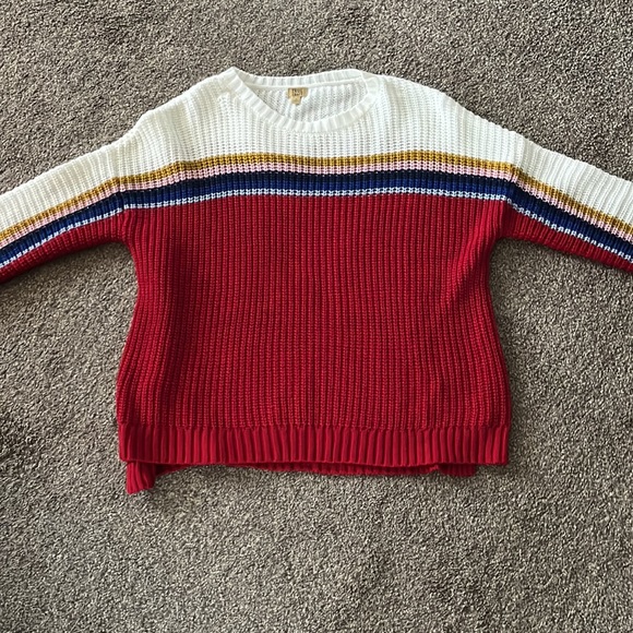True Craft Rainbow Striped Knit Sweater Size Medium - Picture 3 of 11